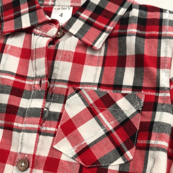 NWOT Carter’s Red Plaid Tunic Button Down w/Rolled Sleeves & Denim Leggings Sz 4 - Picture 4 of 8